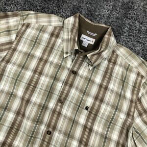 Carhartt Shirt Mens Large Plaid Short Sleeve Button Up Relaxed Fit Workwear